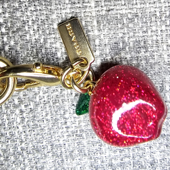 Coach Corner Zip Embossed Chalk Wristlet with Removable Apple Charm NWOT or Box - Picture 6 of 8